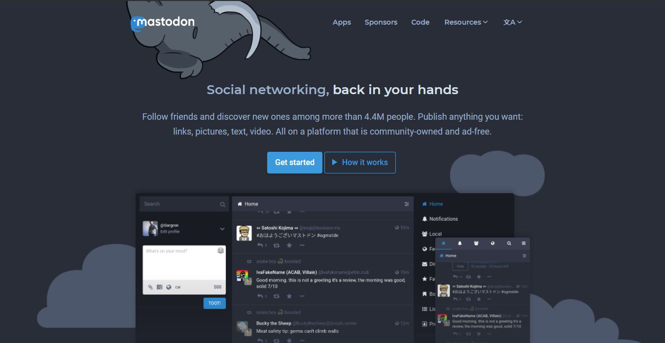 mastodon joining page